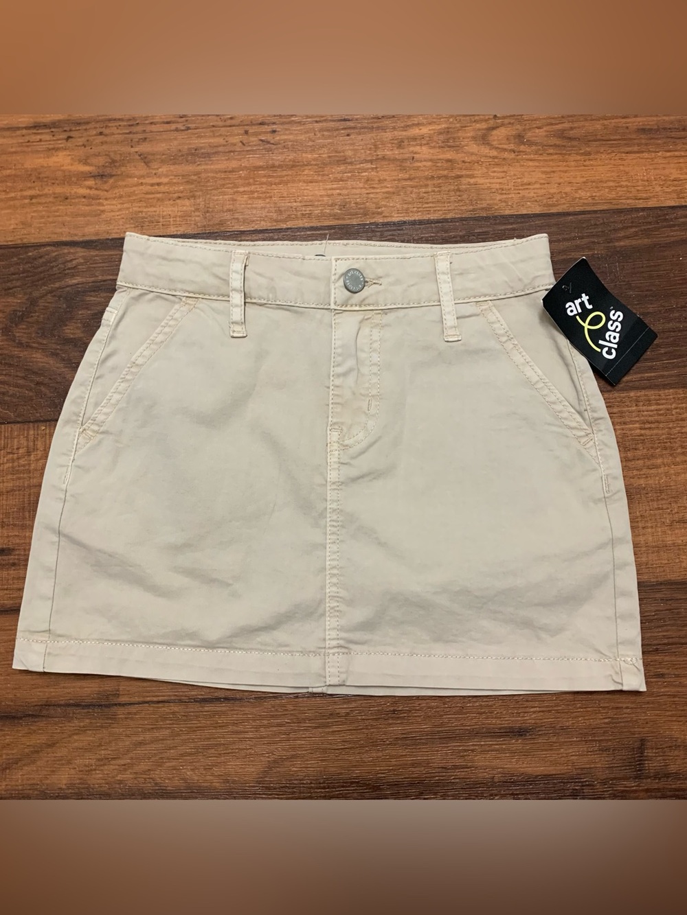 Art Class Skirt Girl's M 8 Pockets Tan Khaki Cotton Blend